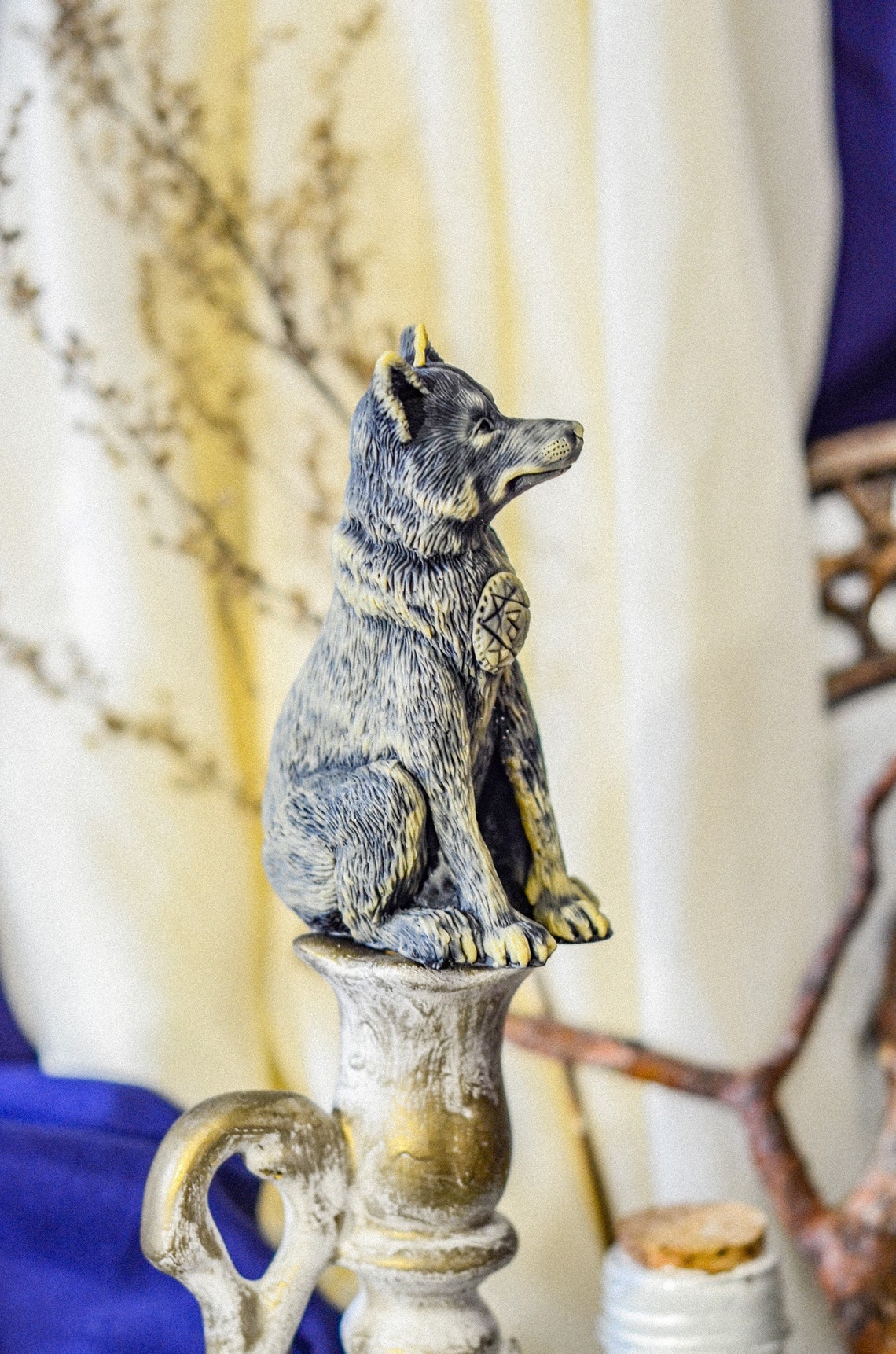 Loyal Companion: Beeswax Wolf Spirit Candle